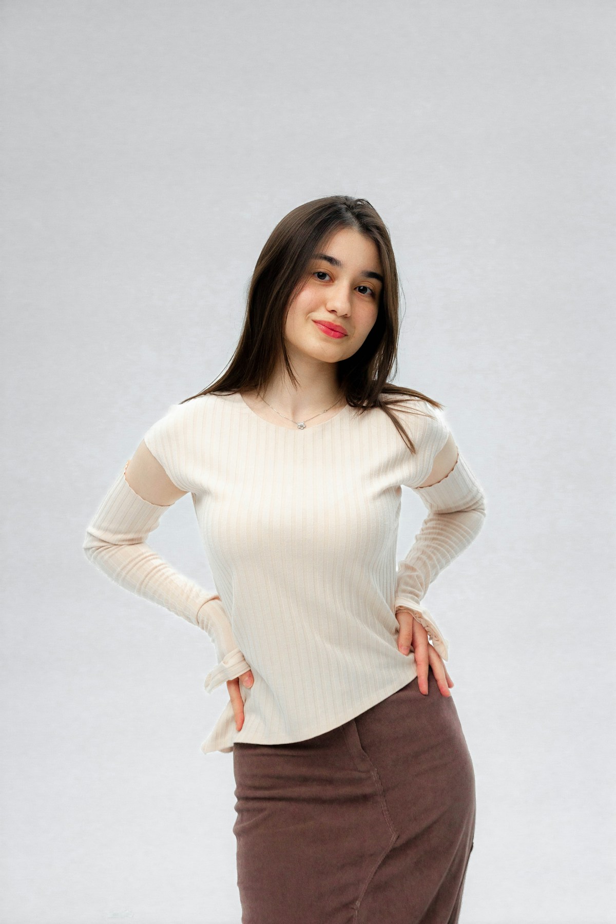 Fitted ribbed knit top