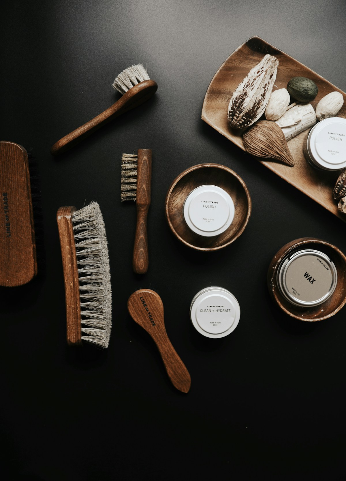 Shoe care brush set
